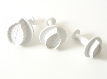 Veined Rose Leaf Plunger Cutter 3 piec